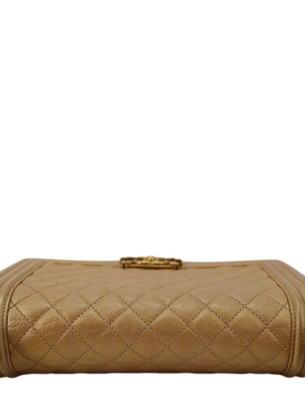 Chanel  Boy Flap Old Medium Quilted Leather Crossbody Bag Gold